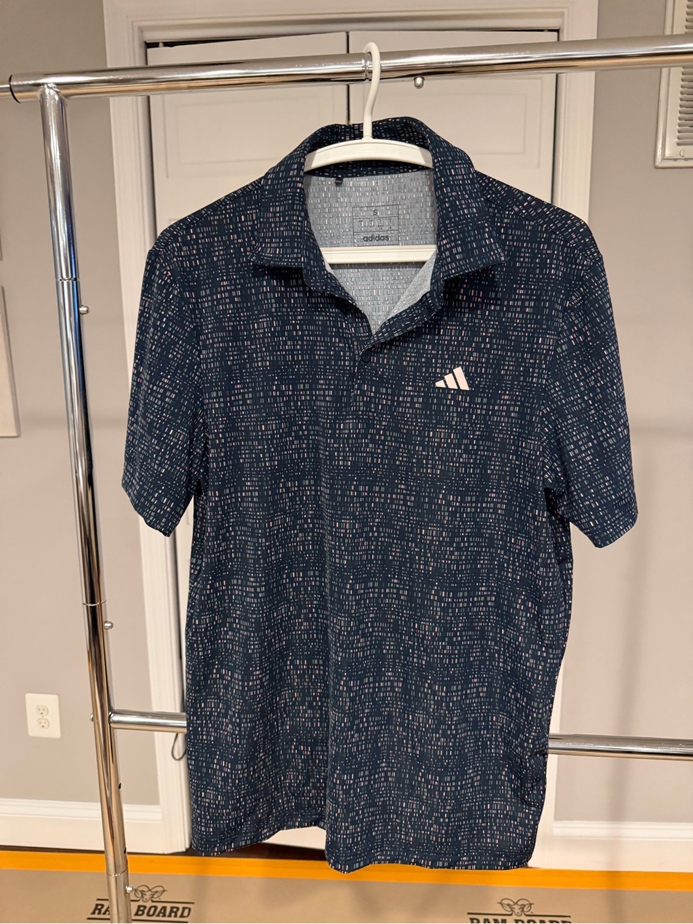 adidas Men’s Navy Polo with Micro Dot Print